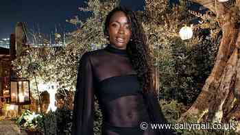 AJ Odudu shows off her incredible figure in a completely sheer mini dress as she enjoys night out on Ibiza holiday