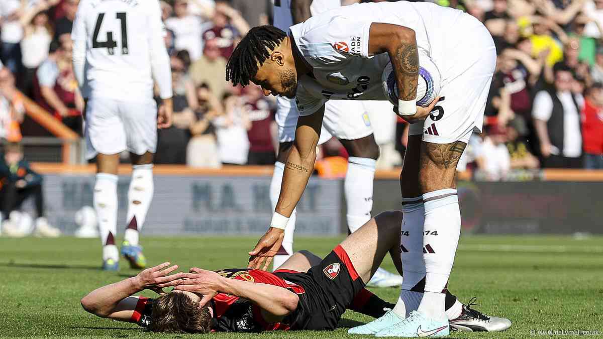 Andoni Iraola claims Aston Villa star should have been sent off for 'DANGEROUS' challenge that left Alex Scott with a possible broken jaw