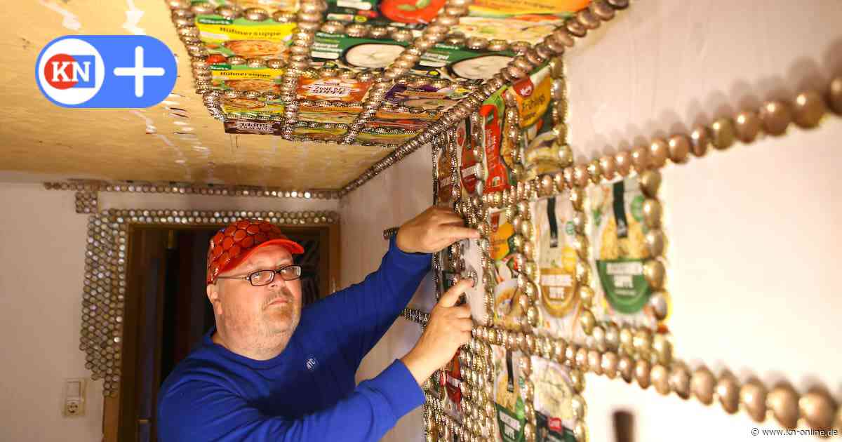 Zimmer mit 130.000 Kronkorken, 4.000 Tütensuppen und 400 Kilo Kleber dekoriert