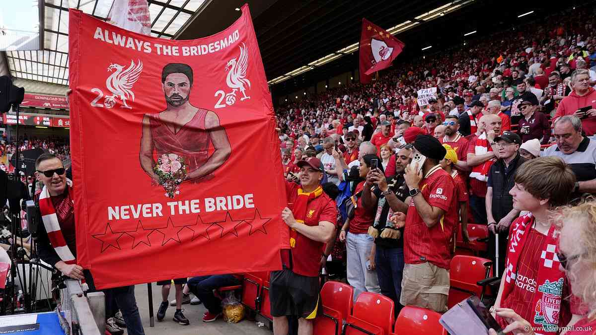 Liverpool fans brutally mock Arsenal as trophy drought continues with 'bridesmaid' Mikel Arteta and Martin Odegaard bearing the brunt at Anfield