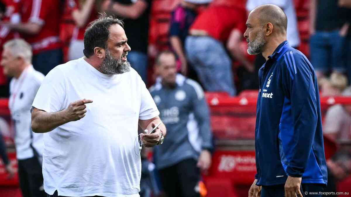 Nottingham Forest owner Evangelos Marinakis confronts manager in on-field row as tensions boil over