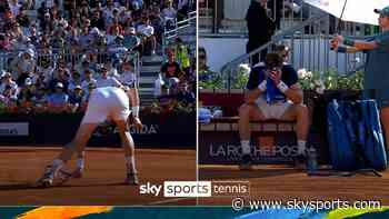 Draper smashes his racquet after missing out on four break points!