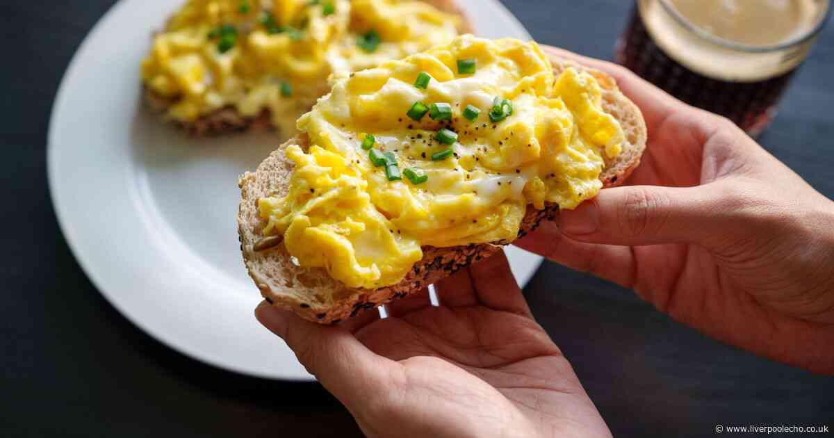 Make scrambled eggs in the microwave for a quick breakfast with only two ingredients
