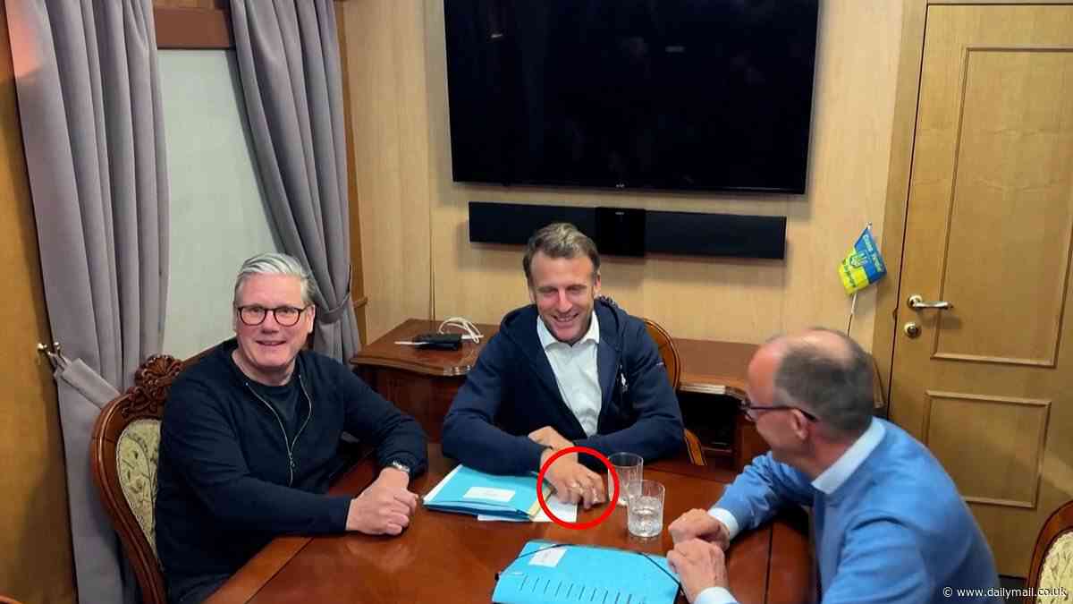 France blasts 'fake news' after Emmanuel Macron is accused of 'hiding bag of cocaine' while posing for photos alongside Keir Starmer - as truth behind it is revealed