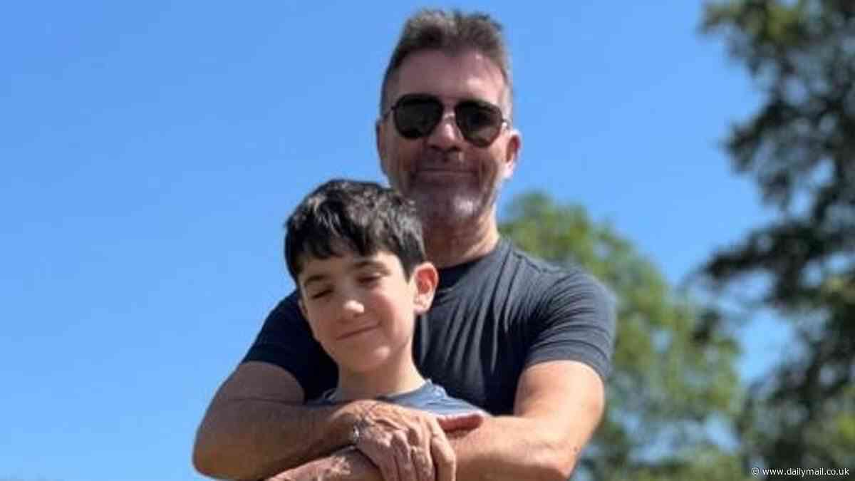 Simon Cowell gives a rare insight into his family album as he shares pitures of his lookalike son Eric, 11, during sun-soaked dog walk