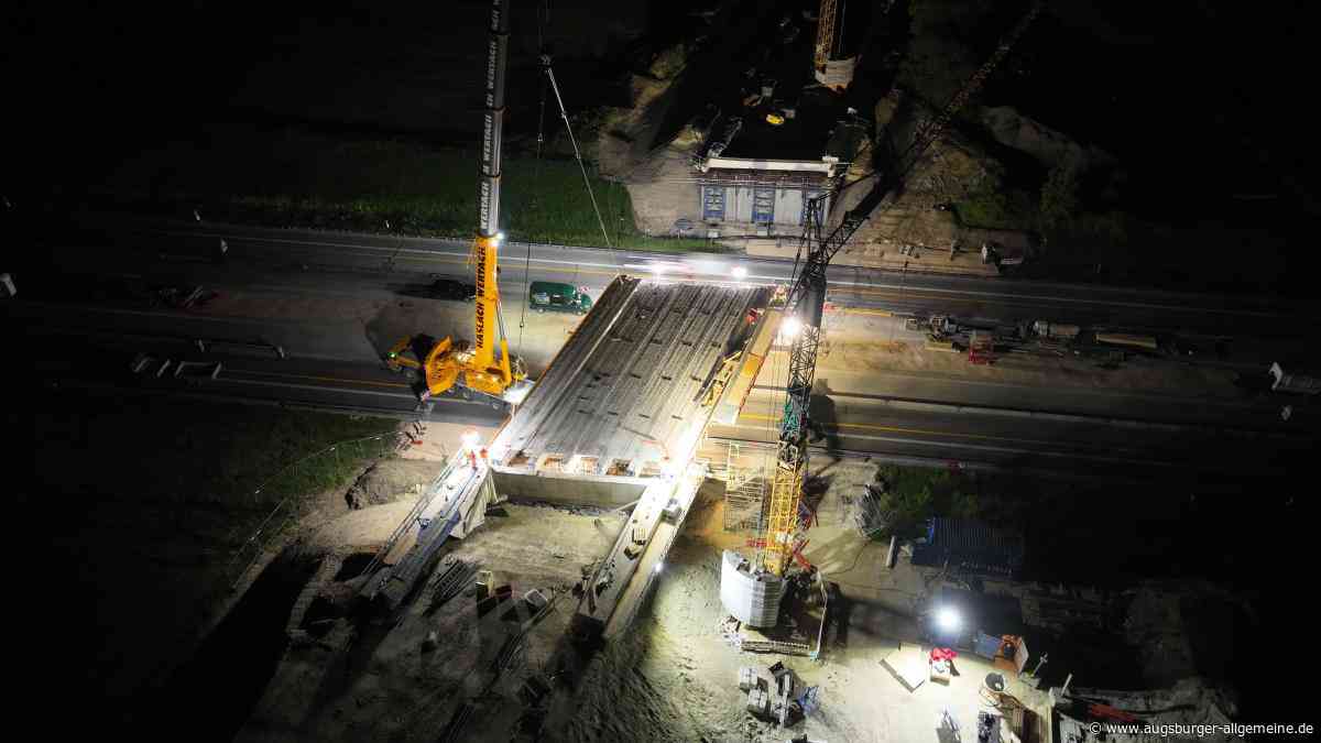 Erster Einhub bei A7-Sperrung: Neue Brücke zwischen Holzheim und Finningen nimmt Form an