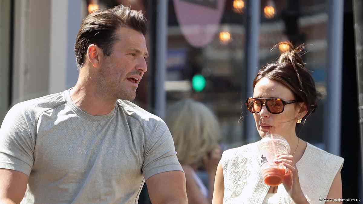 Michelle Keegan coordinates with husband Mark Wright as they enjoy a family lunch in Hampstead with baby daughter Palma
