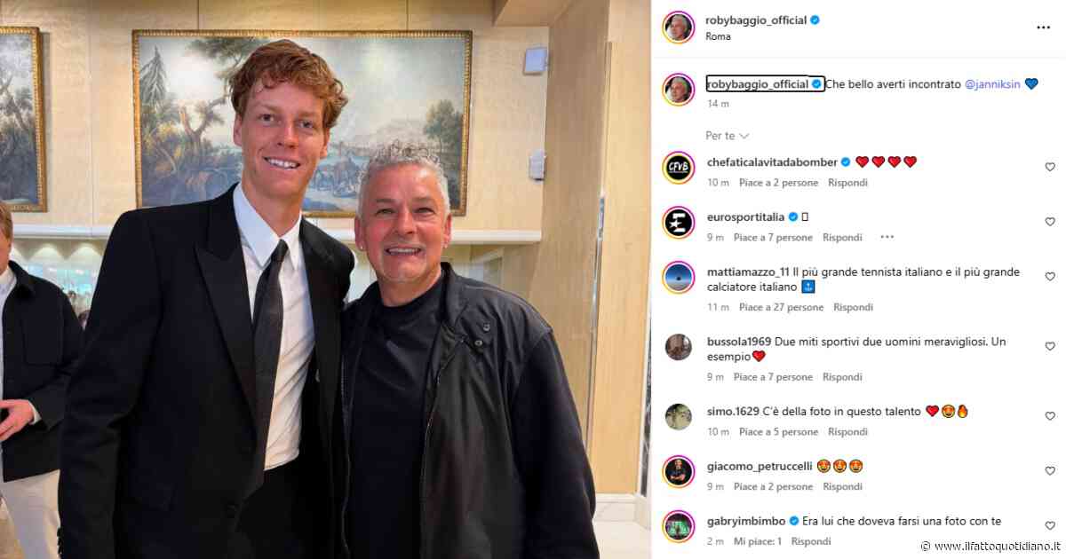 Sinner incontra pure Baggio: il post del Divin Codino scatena i tifosi sui social