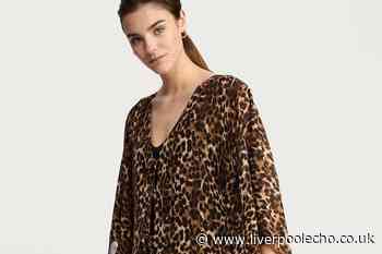 Tesco's 'gorgeous' leopard print bikini top is £12.50 with matching kaftan available