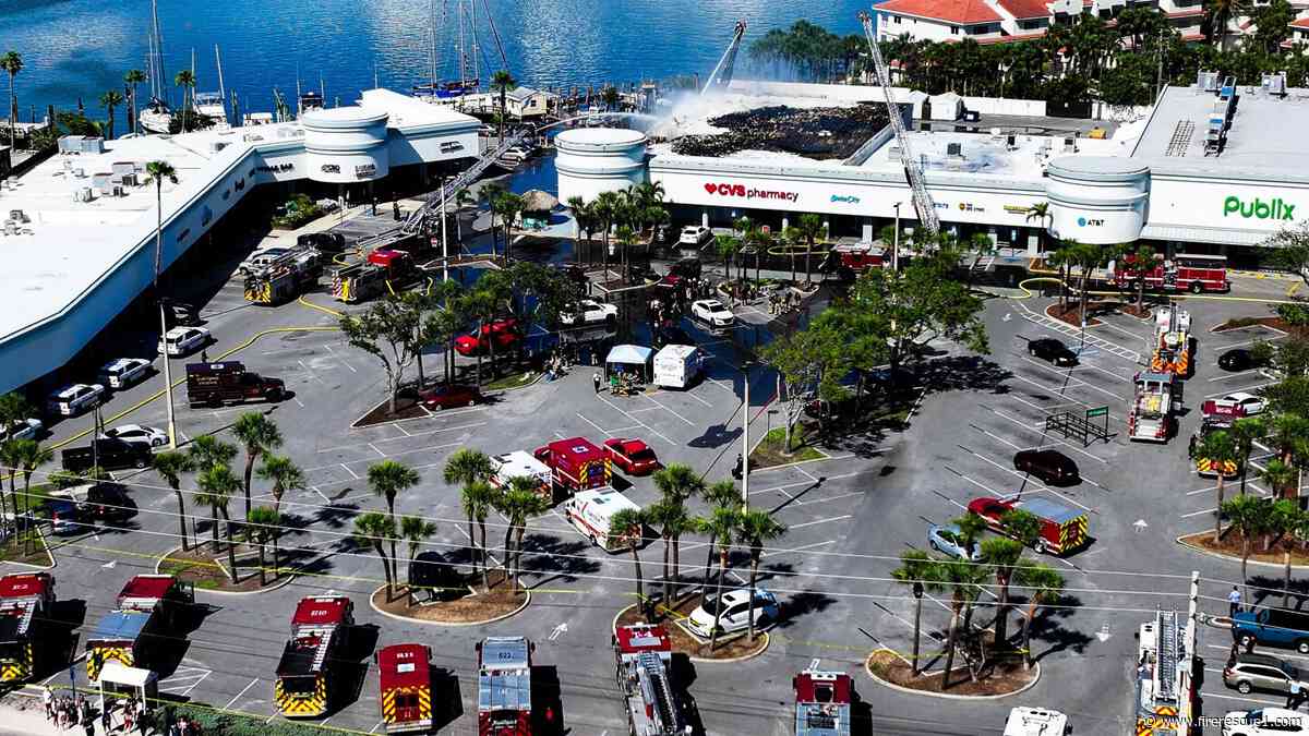 Hidden fire leads to 3-alarm blaze at Fla. shopping center