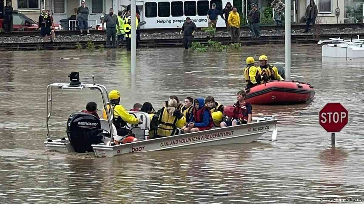 Terror in classroom as flash flooding sends gushing river onto campus while students flee