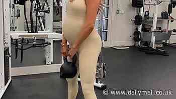 Arabella Chi shows off her blossoming baby bump while working out in the gym as she edges closer to her due date