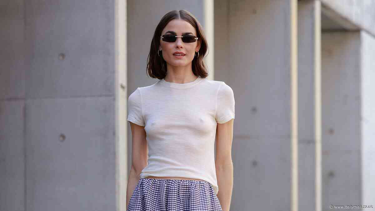 Rarely seen model Bambi Northwood-Blyth leaves little to the imagination as she goes braless at Australian Fashion Week - while her designer ex-husband Dan Single returns to limelight