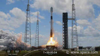 SpaceX Falcon 9 rocket launches Starlink satellites from Cape Canaveral, lands at sea