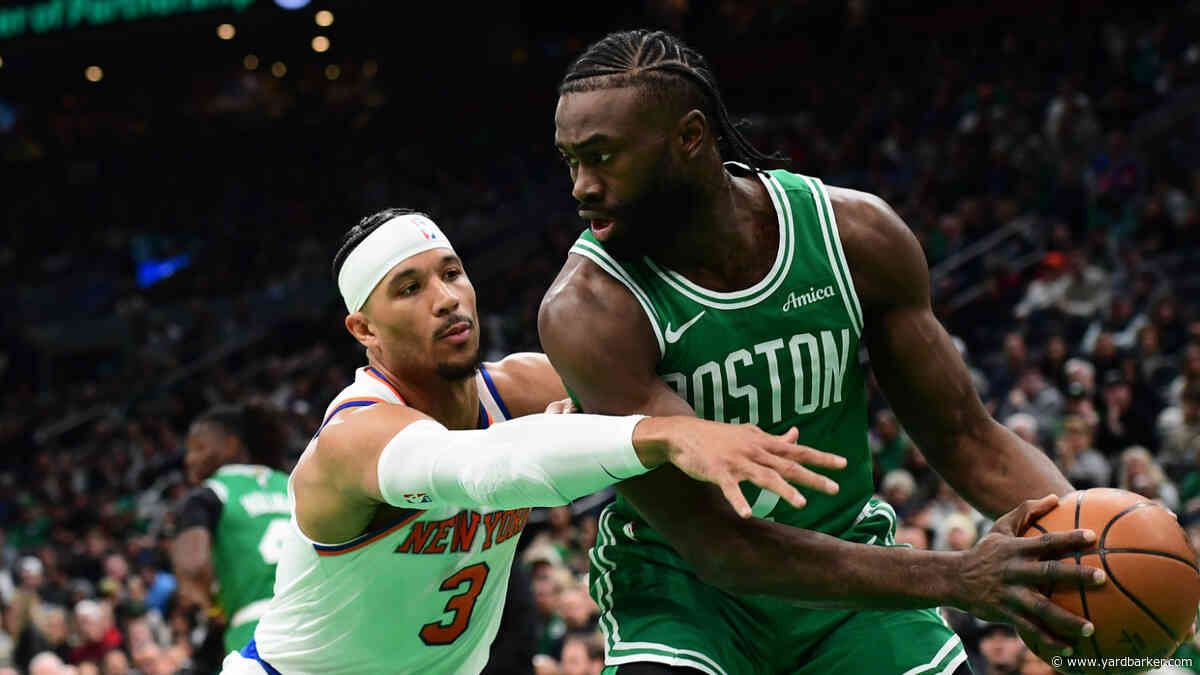 Watch: Jaylen Brown grabs Josh Hart below the belt during heated confrontation
