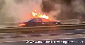 Car bursts into flames on M60 as smoke seen billowing across motorway