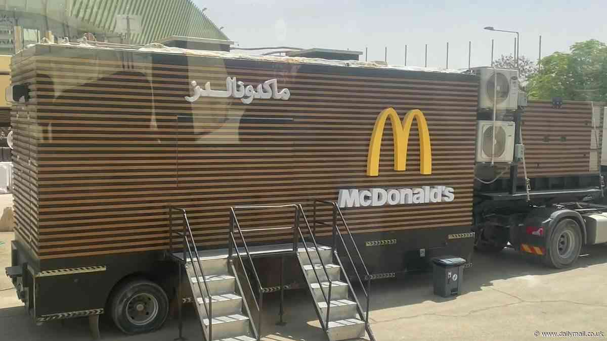 Mobile McDonald's is brought in especially for Big Mac-loving Trump during Middle East tour