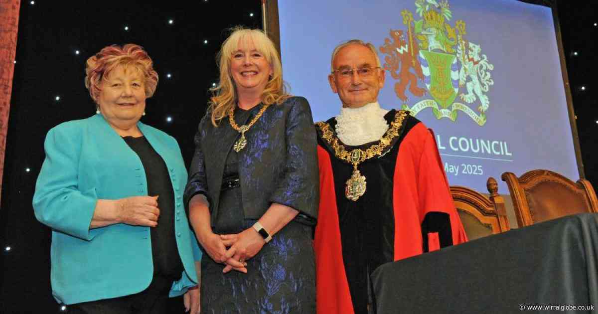 Councillor Brian Kenny takes chains of office to become Wirral Mayor