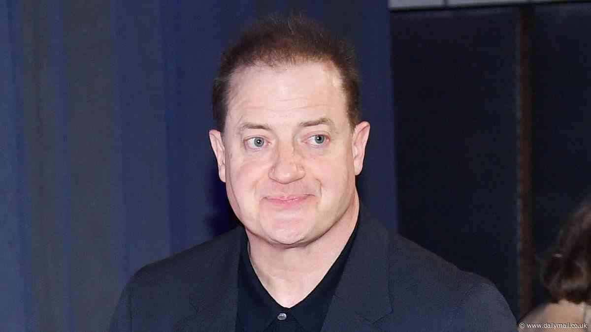 Brendan Fraser displays his slimmed-down physique as he joins girlfriend Jeanne Moore at cancer charity gala - after reuniting with Liz Hurley for new TV project 25 years after Bedazzled