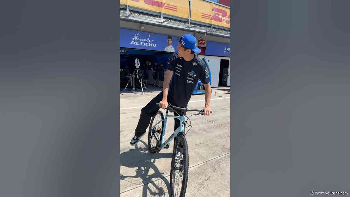 Alex starting the day with a track cycle 🚲 #f1 #alexalbon