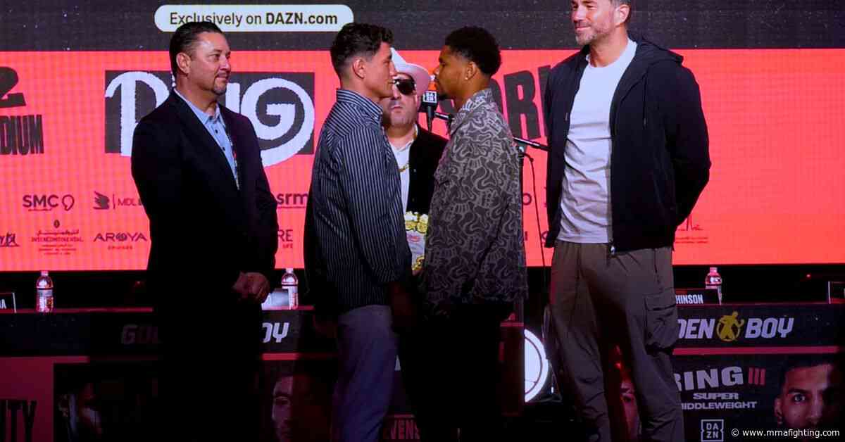 Video: Shakur Stevenson all business in faceoff with William Zepeda, Edgar Berlanga gets animated