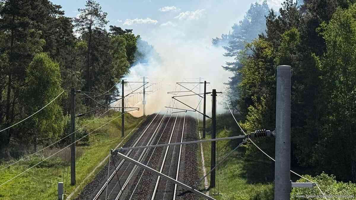 Böschungsbrand bei Leiferde: Zugstrecke über Stunden gesperrt