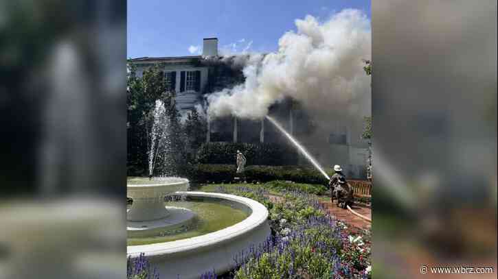 Crews battling fire at Nottoway Plantation
