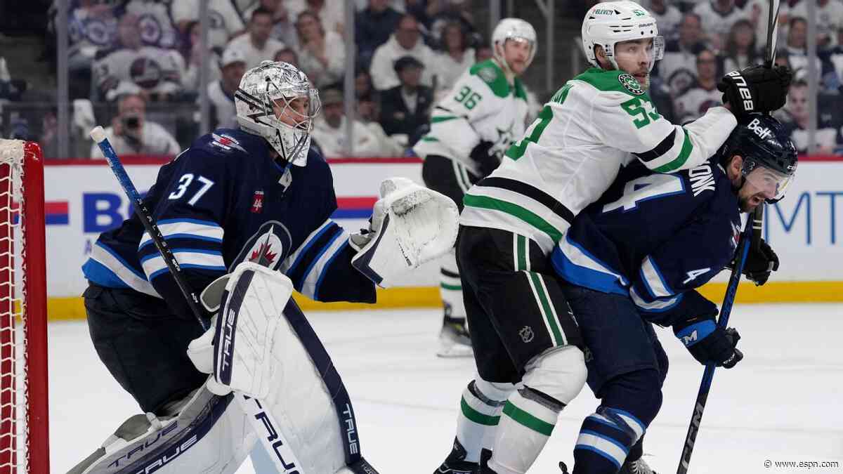 Jets force Stars to G6 with Hellebuyck shutout