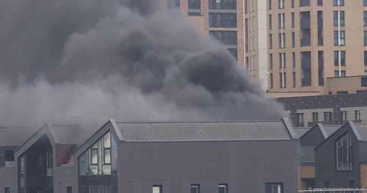 Woman and baby treated after escaping huge fire at flats in Walthamstow