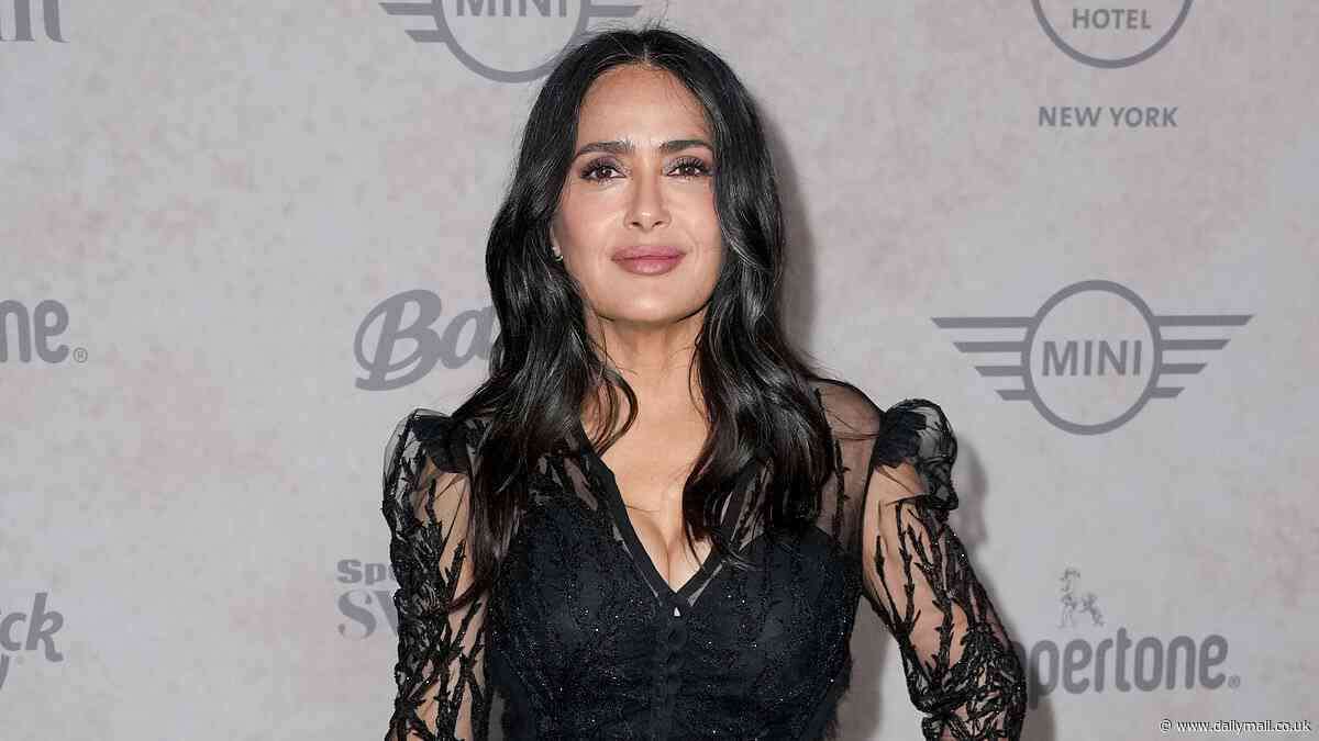 Salma Hayek, 58, wows in dramatic feathered mini dress as she leads stars at Sports Illustrated bash after girls' night out with Blake Lively