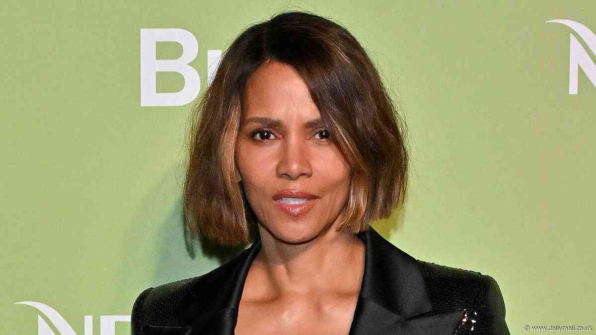 Halle Berry, 58, puts on a busty display in a plunging black lace bodysuit at the Nespresso x Brut party during Cannes Film Festival