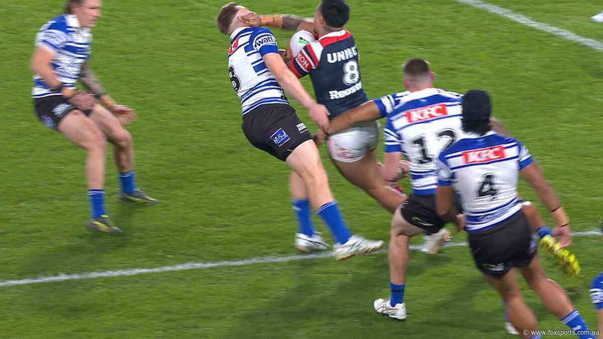 LIVE NRL: Bulldogs star smashed on kick-off as Marky Mark gives Roosters lead