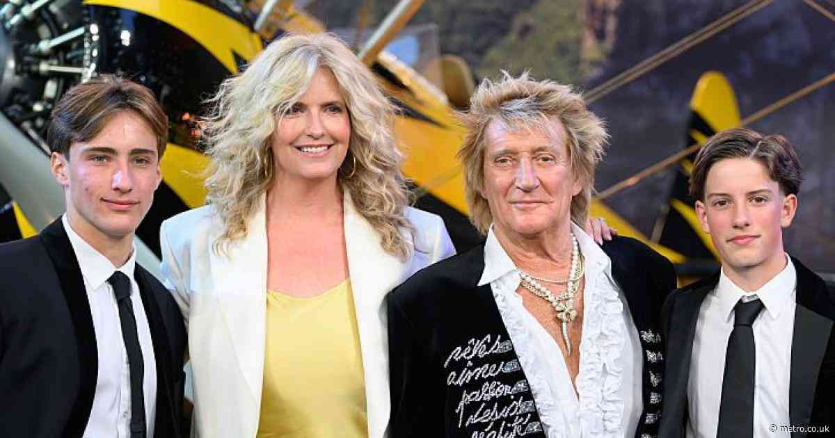 Sir Rod Stewart’s lookalike teenage sons make rare red carpet appearance
