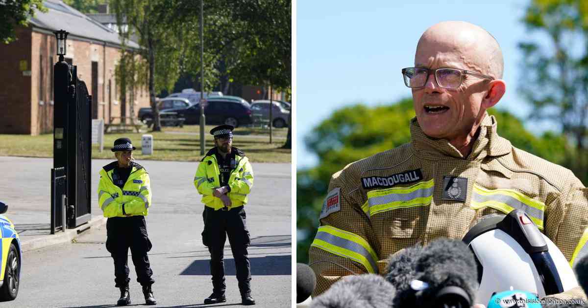 London firefighter among three dead after blaze at airbase in Oxfordshire