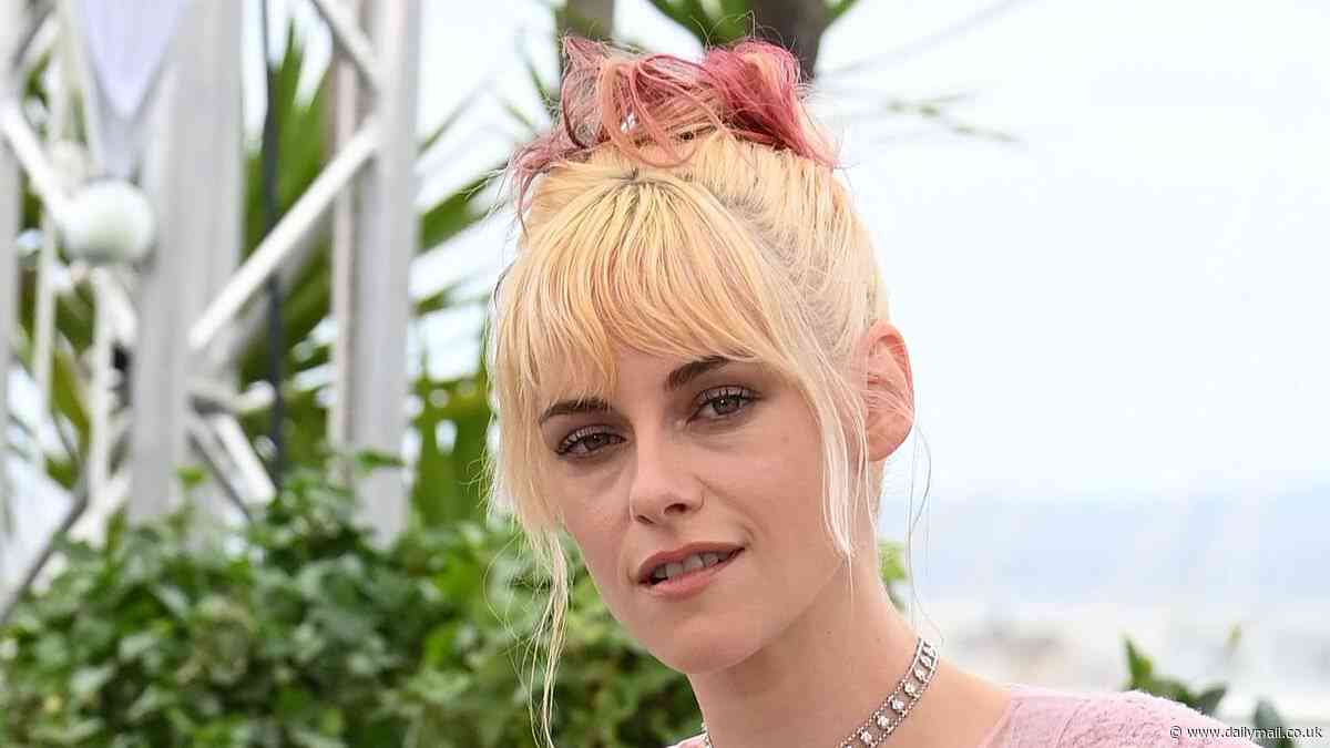 Newly-married Kristen Stewart, 35, puts on a leggy display in a sheer pink Chanel skirt as she attends The Chronology of Water photocall at Cannes Film Festival