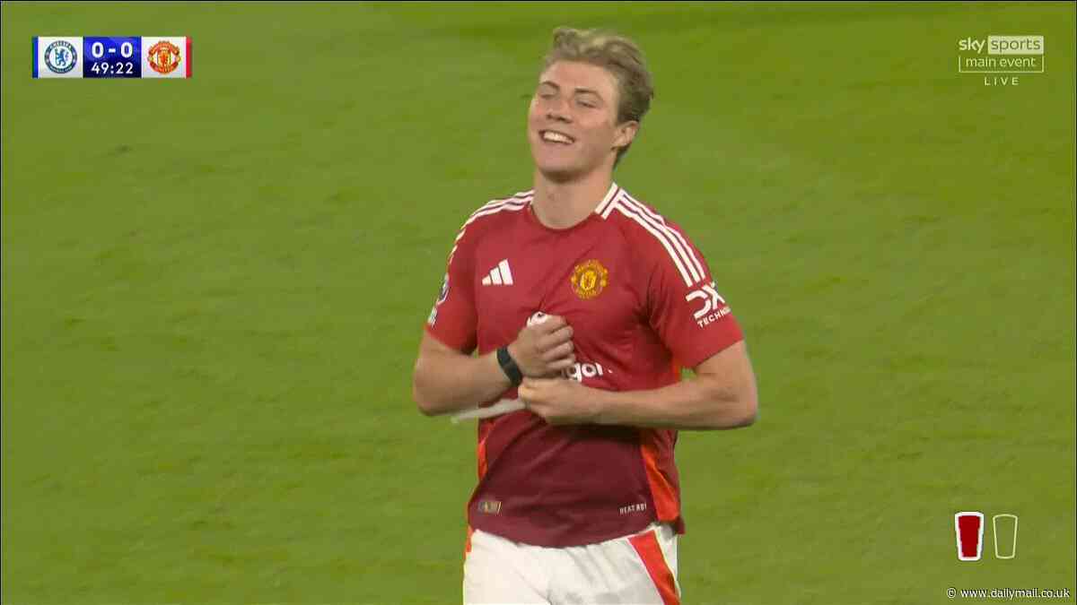 Bizarre moment Man United star Rasmus Hojlund is hauled off the pitch to remove a SMART WATCH - after wearing it for 45 MINUTES!