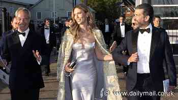 Donald Trump Junior steps out with his glam girlfriend Bettina Anderson, 38, for black-tie event in Portsmouth - as America's First Son rubs shoulders with a beaming Nigel Farage