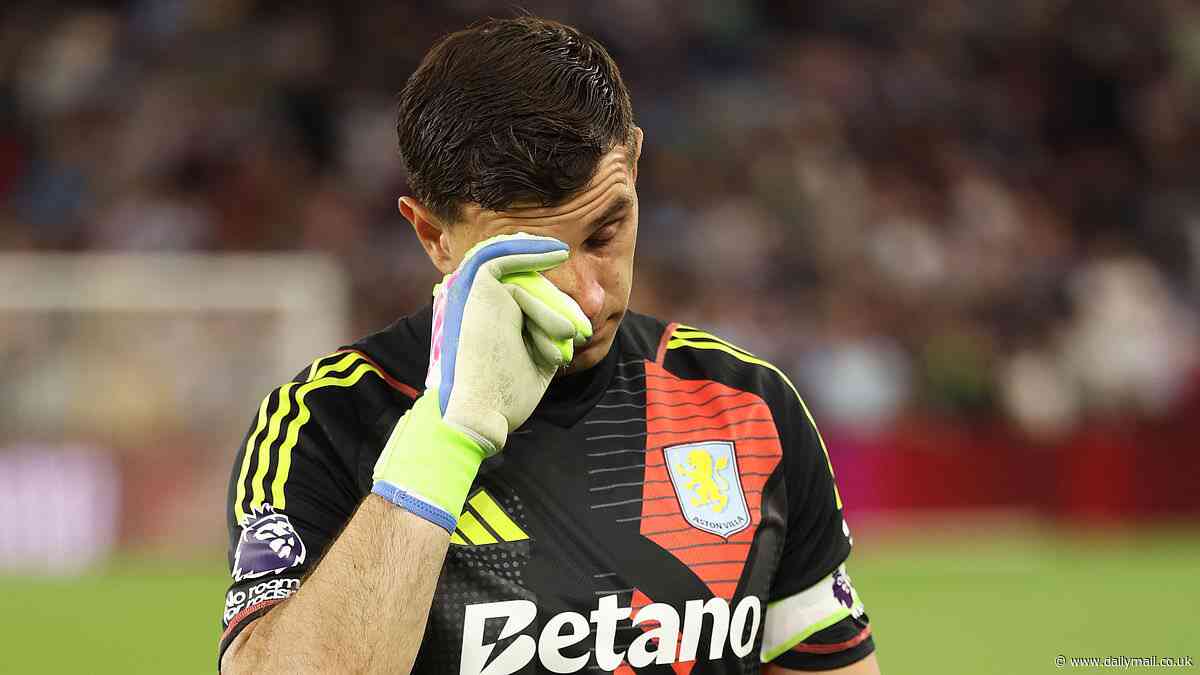 Emiliano Martinez looks teary-eyed after win over Spurs - as Unai Emery delivers verdict on Aston Villa goalkeeper's future amid links with summer move away