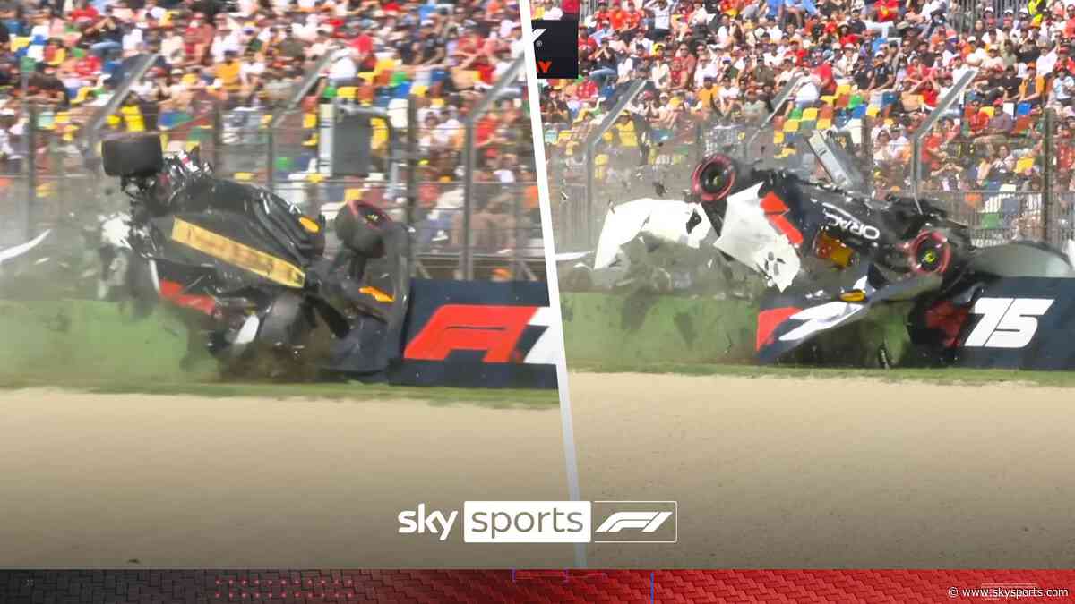 Tsunoda walks away from horror crash as Red Bull car flips over