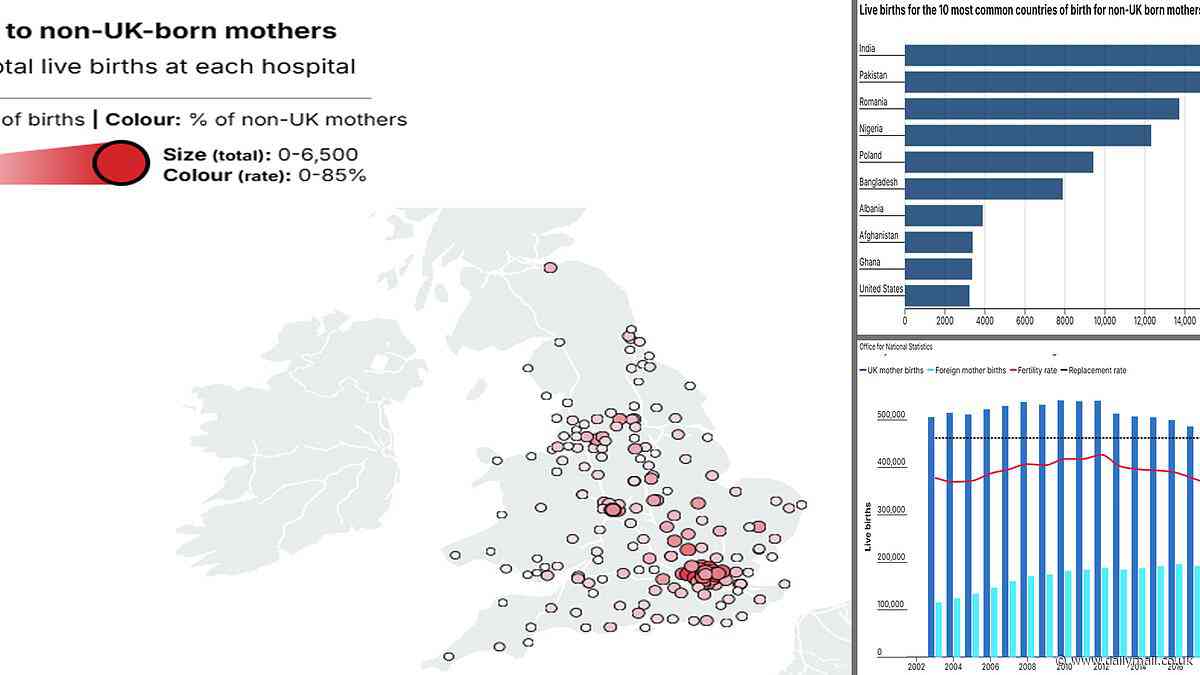Revealed: The hospitals where nearly nine out of ten babies are being born to non-British mothers