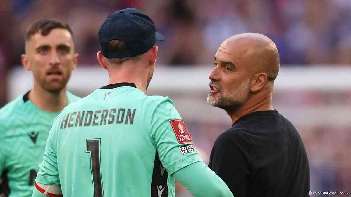Pep Guardiola CONFRONTS Dean Henderson as Crystal win the FA Cup after goalkeeper escaped red card call before saving penalty in final