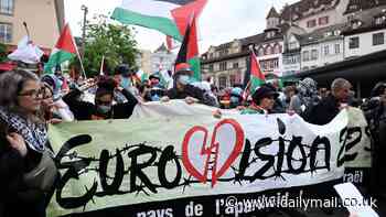 Pro-Palestine demonstrators march on Eurovision: Israeli massacre survivor singer faces barrage of hate as politically charged contest gets underway