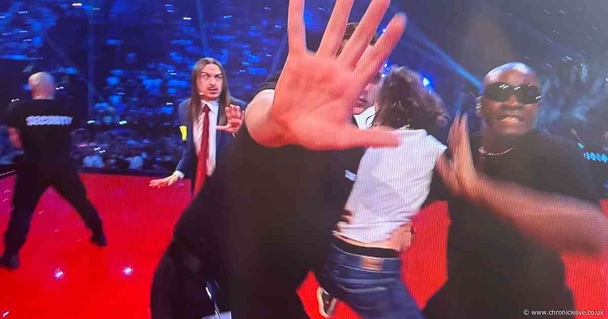 BBC Eurovision viewers panic over stage invasion during final as fan 'storms' performance