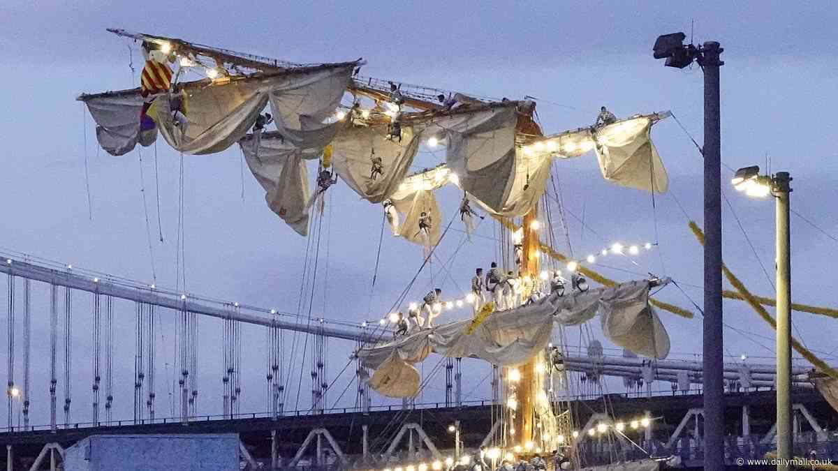 Two dead and three others fight for their lives after ship smashes into Brooklyn Bridge in horror collision that's left at least 19 more with injuries
