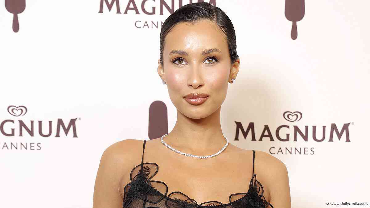 Married At First Sight's 'hottest bride' Evelyn Ellis risks wardrobe malfunction in daring dress as she parties with Charli XCX at star-studded Magnum bash during Cannes Film Festival