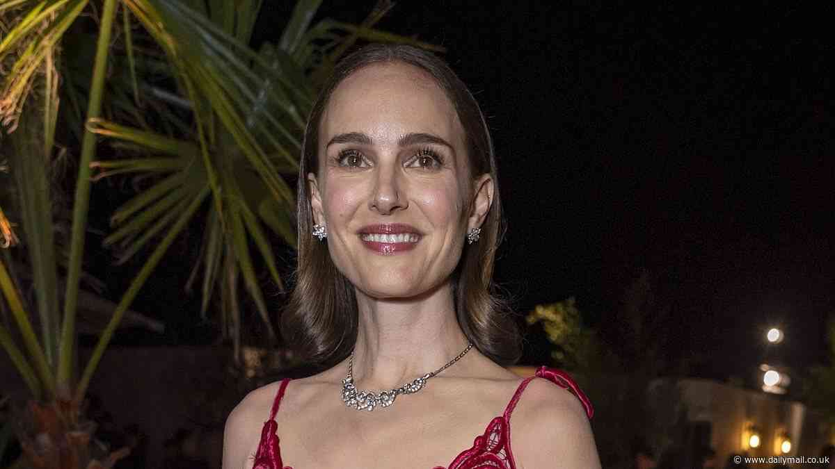 Natalie Portman puts on a leggy display in striking red minidress as she joins a glam Jennifer Lawrence and Helena Christensen at Dior party during Cannes Film Festival