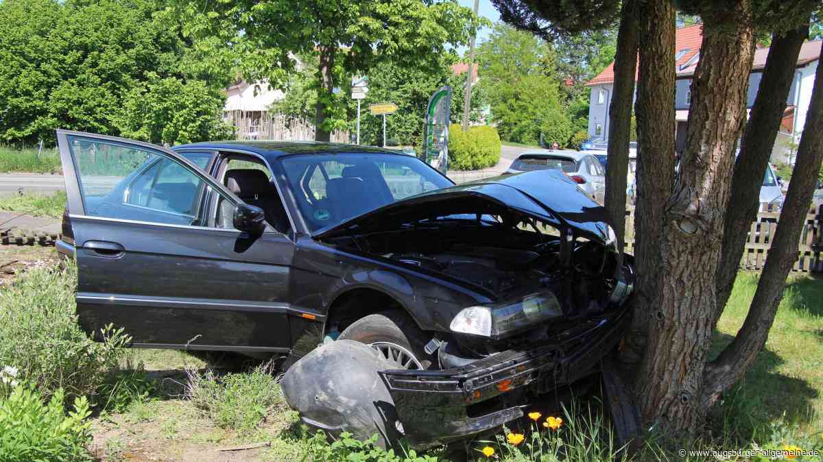 Auto kracht gegen Baum im Vorgarten: Spektakulärer Unfall endet glimpflich