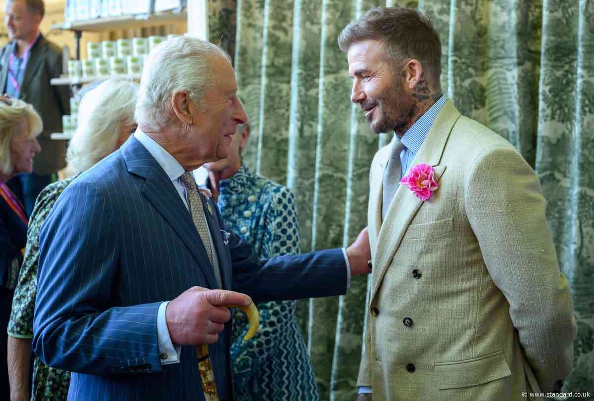 King and Queen join David Beckham at Chelsea Flower Show