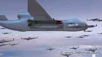 China's drone mothership: Weapons aircraft with 82ft wingspan can fly for 12 hours and 'launch 100 kamikaze UAVs in seconds'