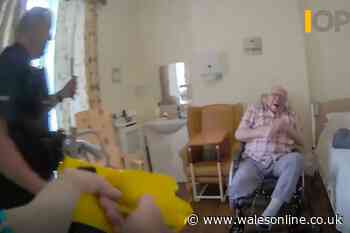 Moment one-legged man, 93, Tasered and sprayed with pepper spray by police at care home